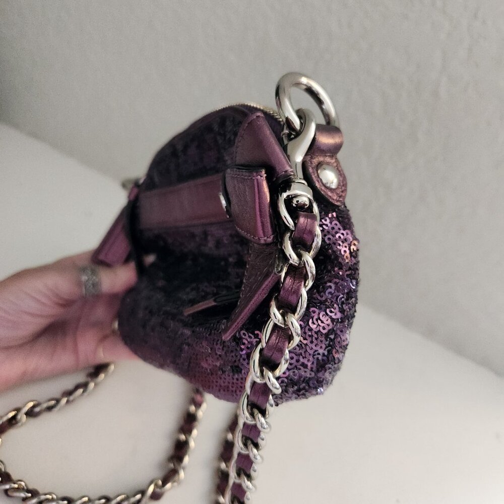 Like New Rare Coach Sequin Purple Crossbody Bag /Clutch Purse - Picture 10 of 12